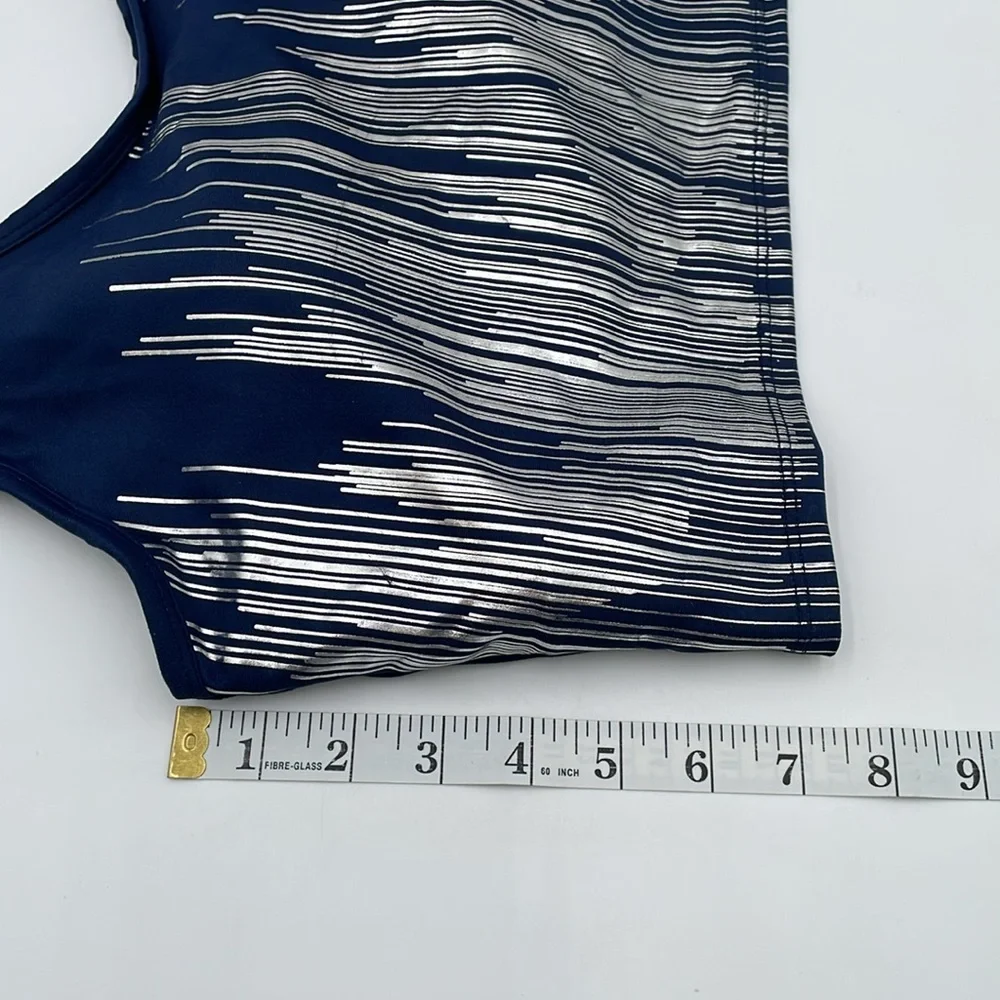 Marika Flex Navy & Metallic Silver Sports Bra Low Impact‎ Removable Bra Pads